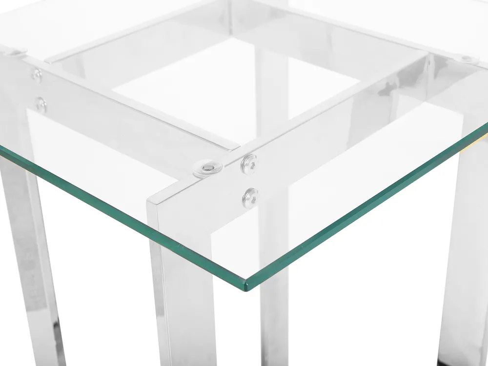 Side Table CRYSTAL Tempered Glass Silver_734959