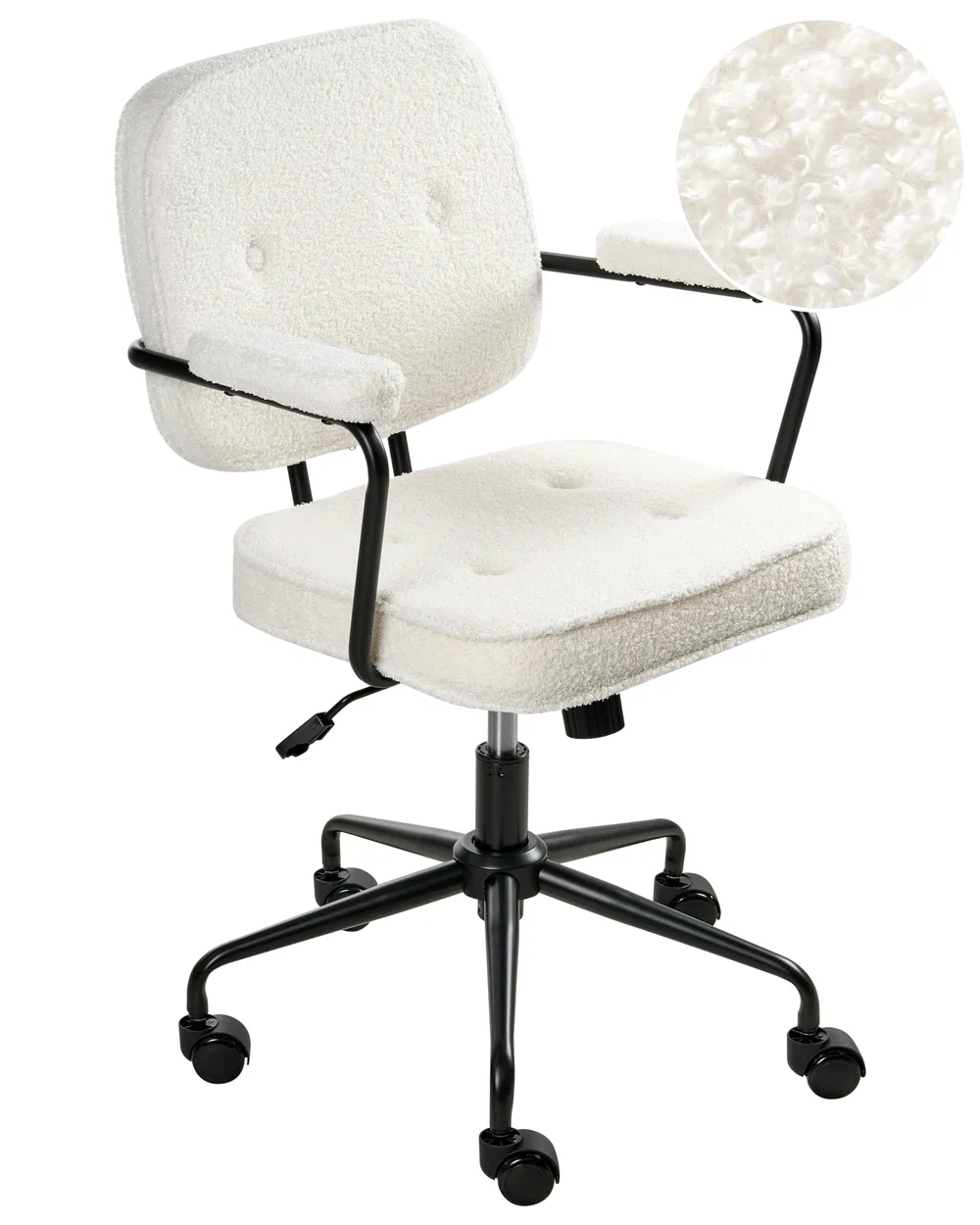 Sedia da scrivania PAWNEE Bouclé Bianco sporco