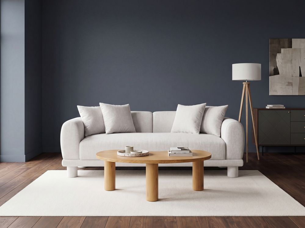 Sofa 3-Sitzer PORI Stoff Hellgrau