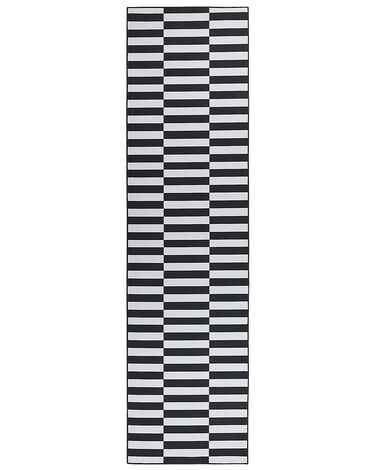 Teppich schwarz / weiss 80 x 300 cm Streifenmuster Kurzflor PACODE
