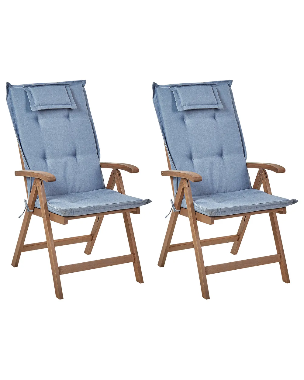 Set of Garden Chairs with Cushions AMANTEA Acacia Wood Blue