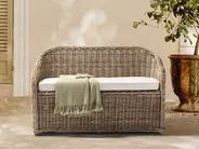 Garden Bench with Cushion SUSUA 141 cm Rattan Natural_957479