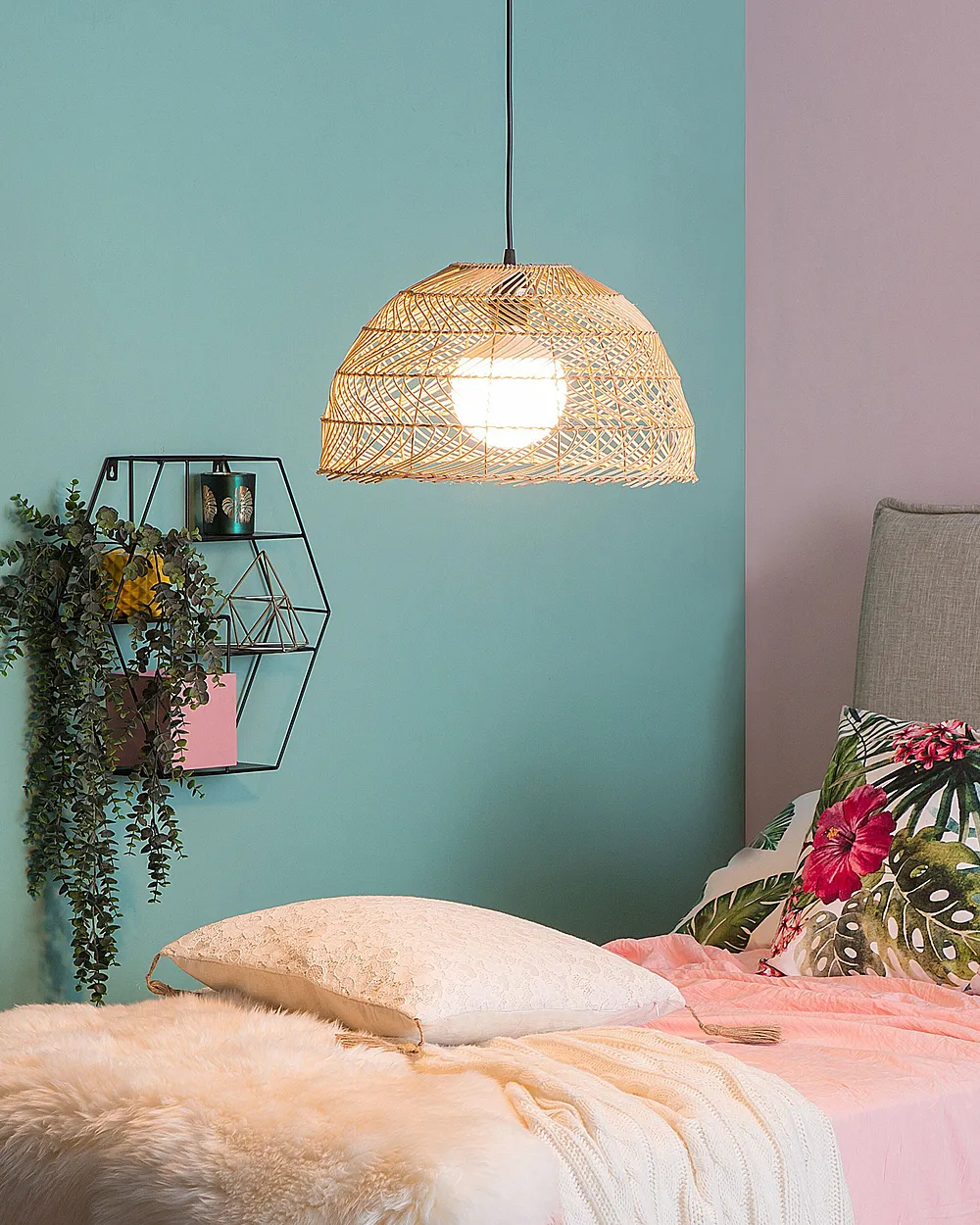 Lampa wisząca SELENGE Rattan Jasnobrązowy_1154835