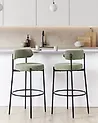 Set of 2 Bar Chairs ALLISON Boucle Light Green
