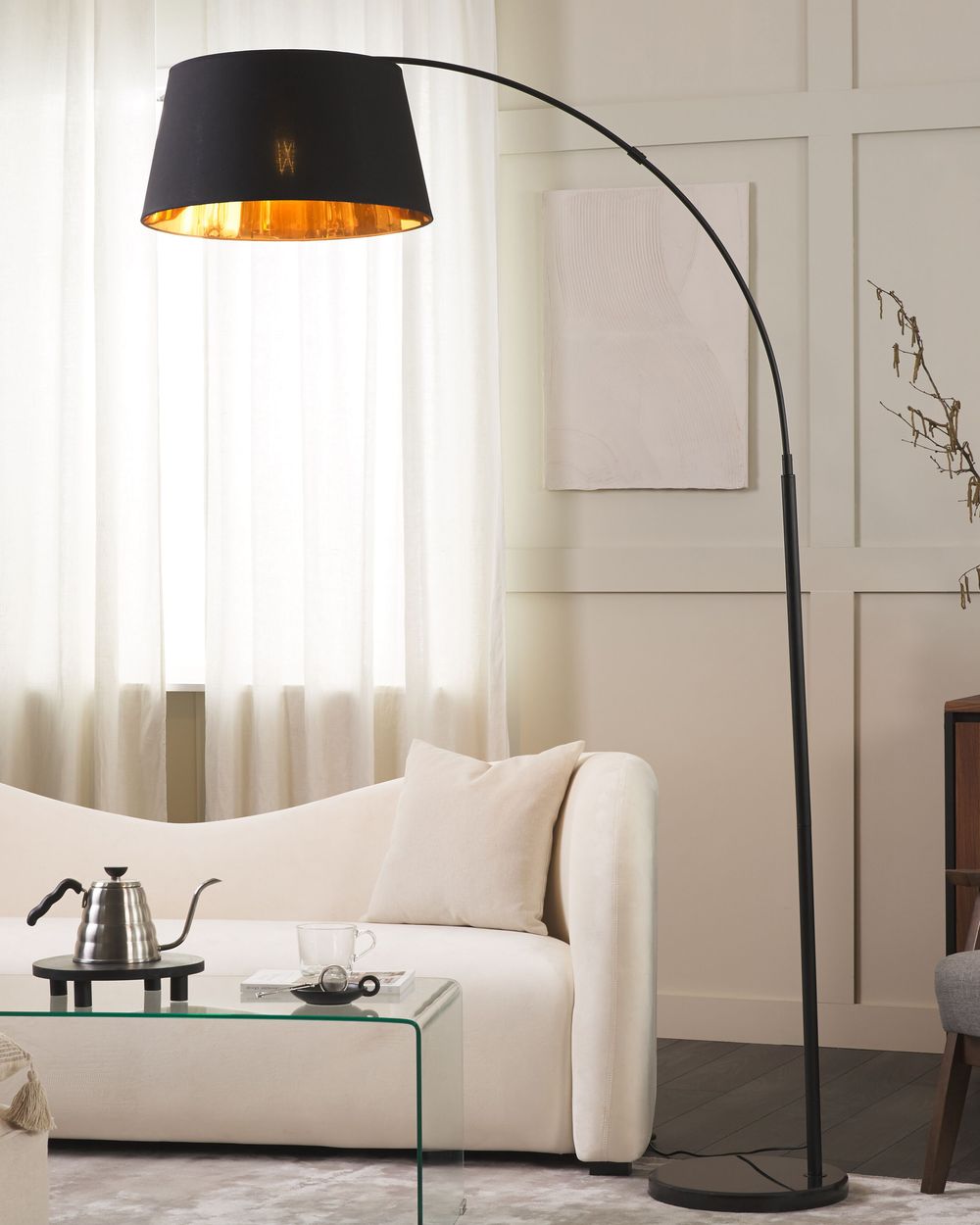Copper arched floor lamp cheap