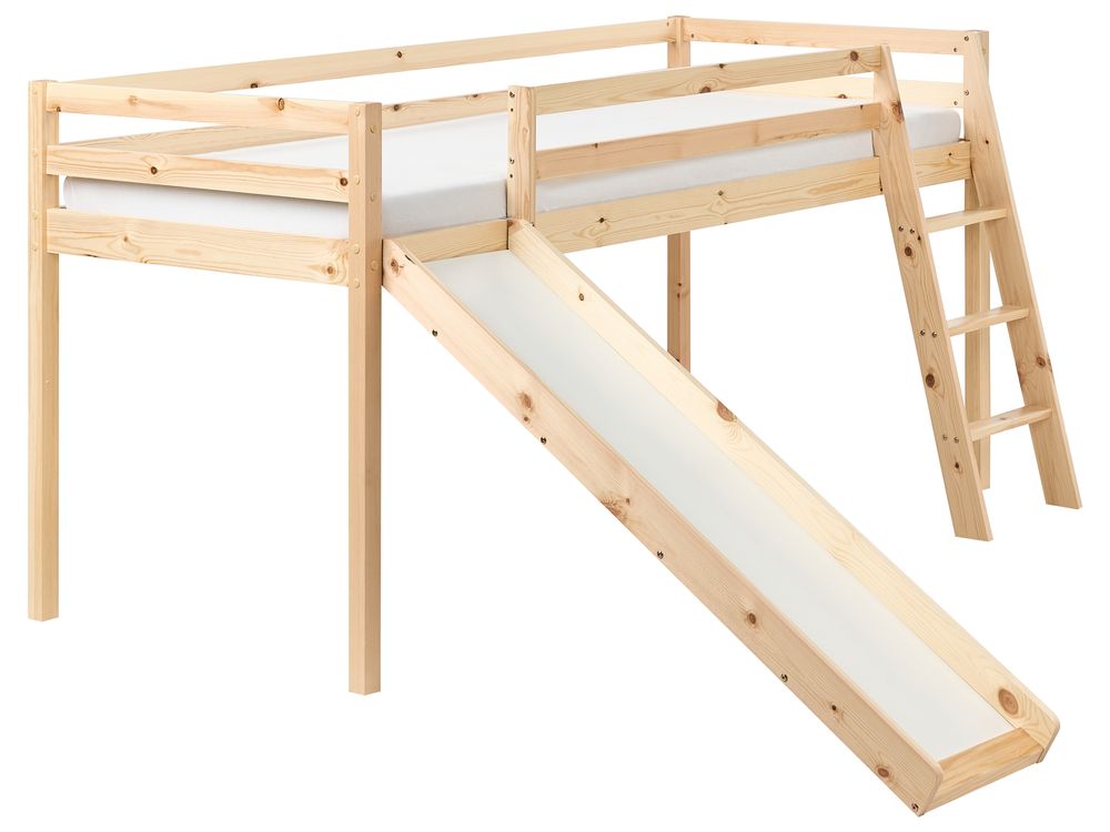 Cama de media altura Madera de pino STAPLE 90 x 200 cm con tobogán Marrón claro