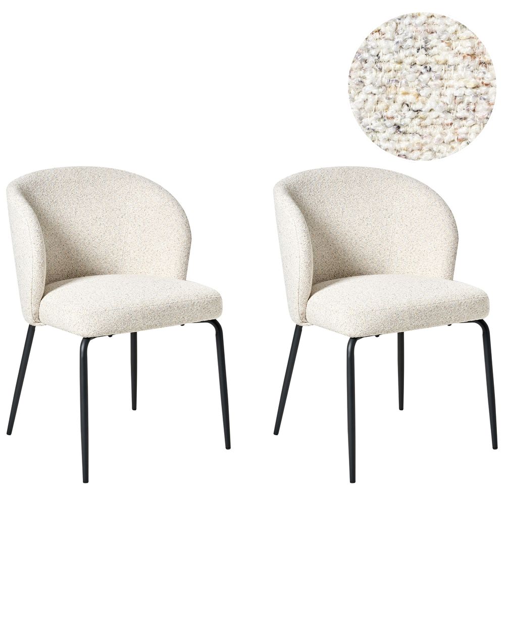Set of 2 Dining Chairs ZANA Boucle Light Beige
