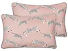 Set of 2 Decorative Cushions ARALES 30 x 50 cm Cotton Pastel Pink Animal Pattern