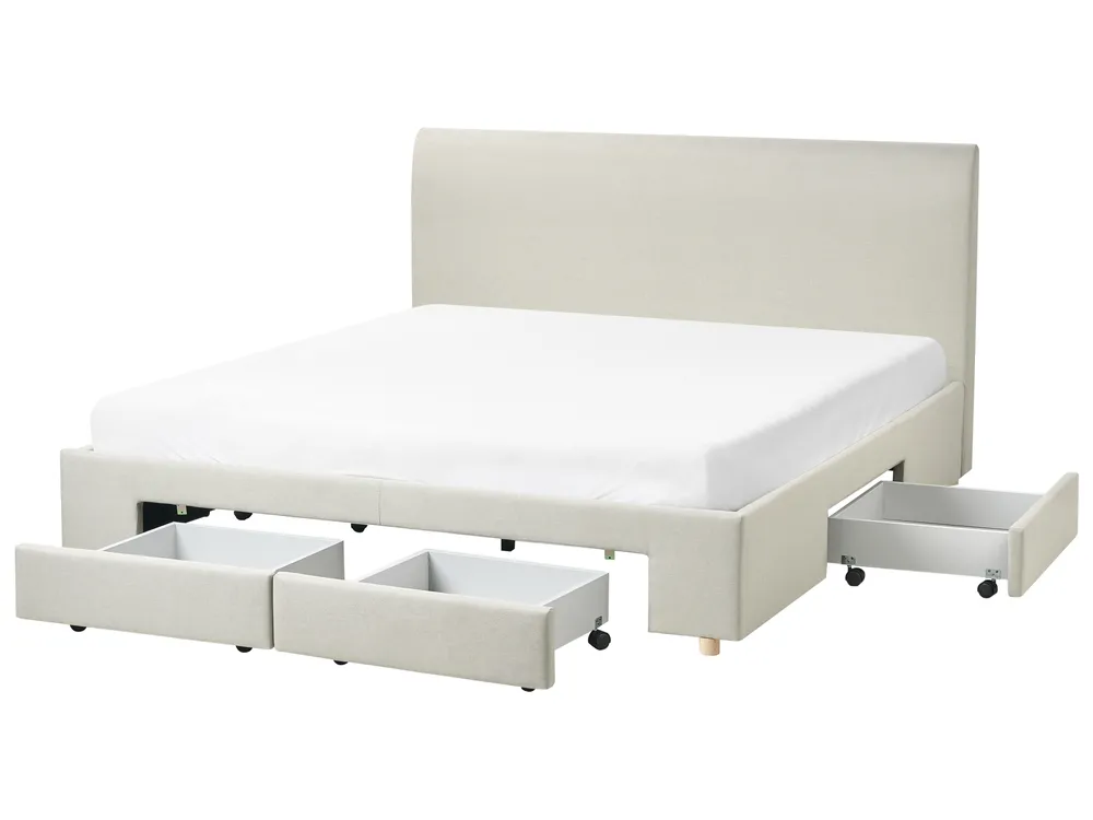 Bed with Storage Drawers Fabric SOUTRIN 180 x 200 cm (EU Super