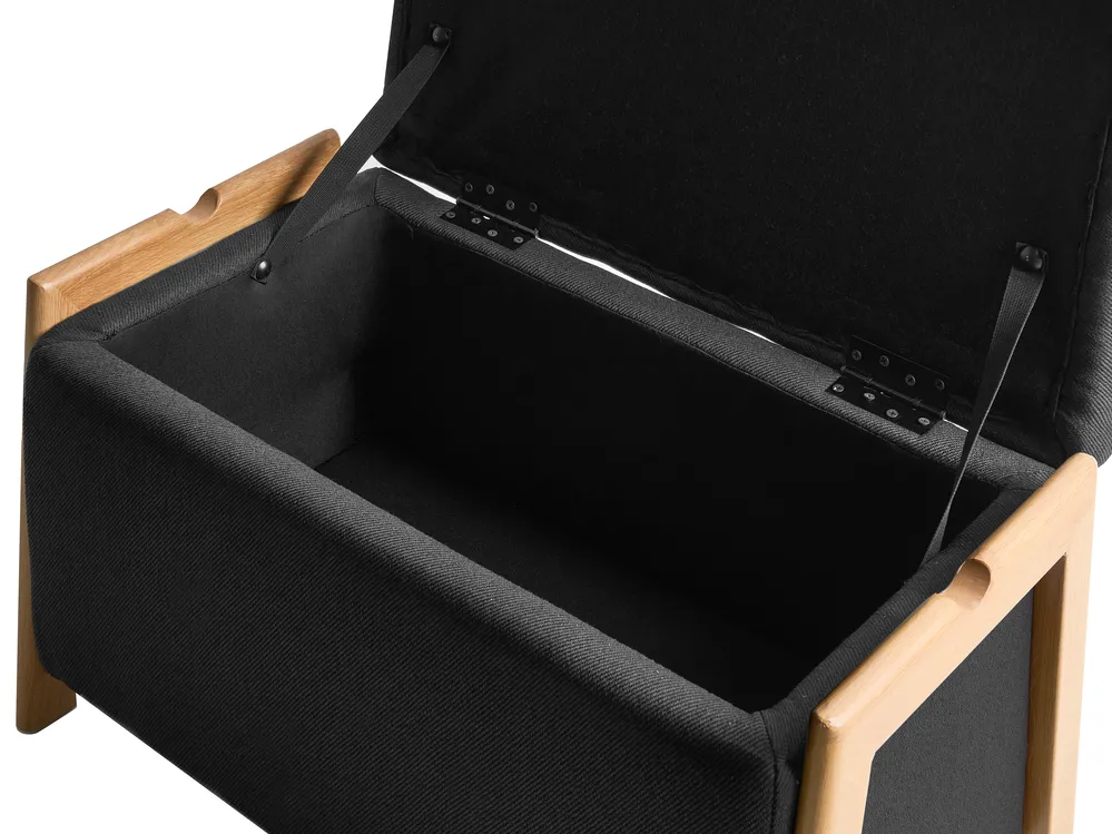 Living Room Set 3 Seater EDLAND with Bench Fabric Black_1040828