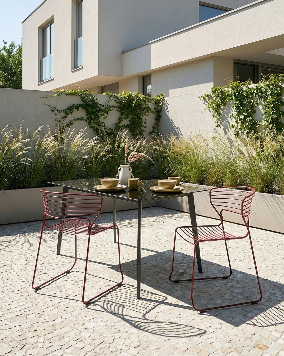 Set de 2 scaune de grădină PISTOIA Metal Roșu