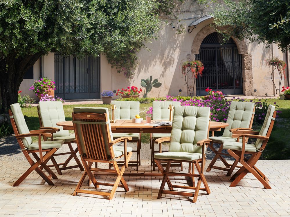 Garden Dining Set 8 Seater MAUI PREMIUM Acacia Wood Light Green