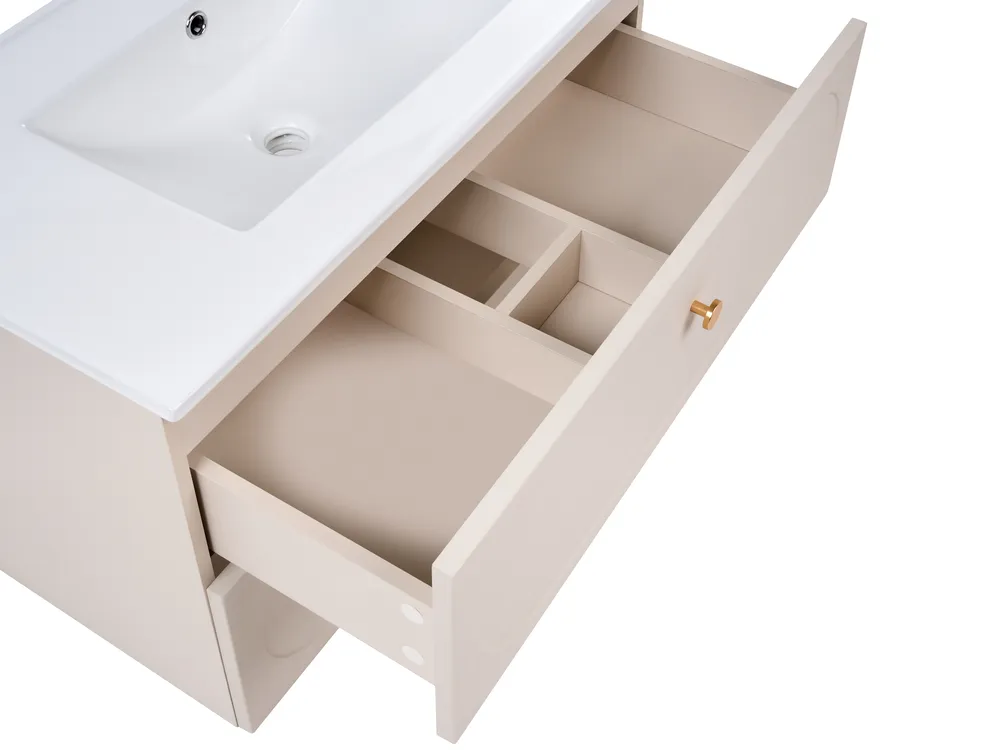Wall Mounted Vanity Unit with Basin TARUMIR 80 cm Beige_1125499