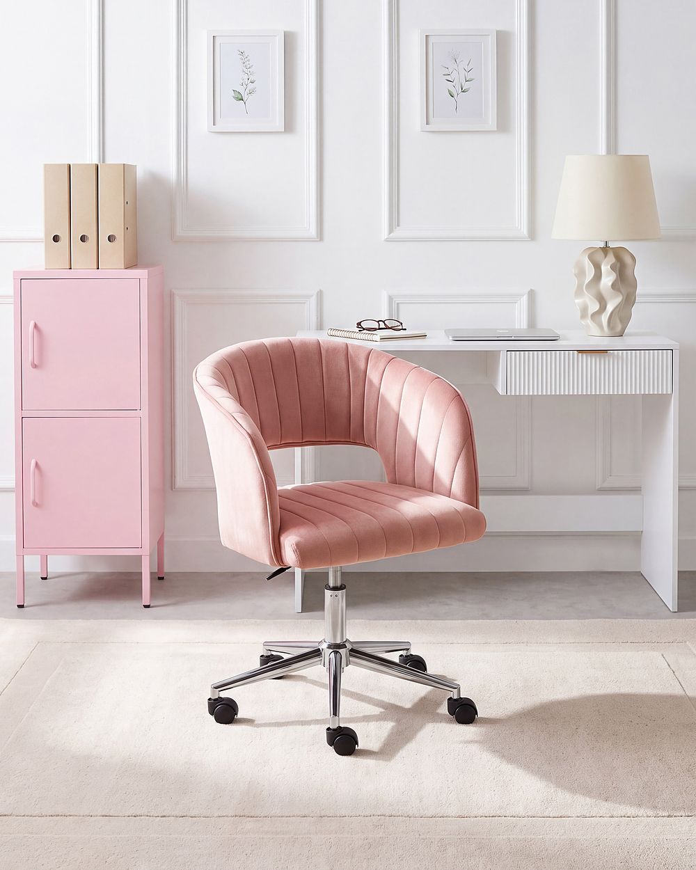 Skrivbordsstol KATONAH Sammet Rosa