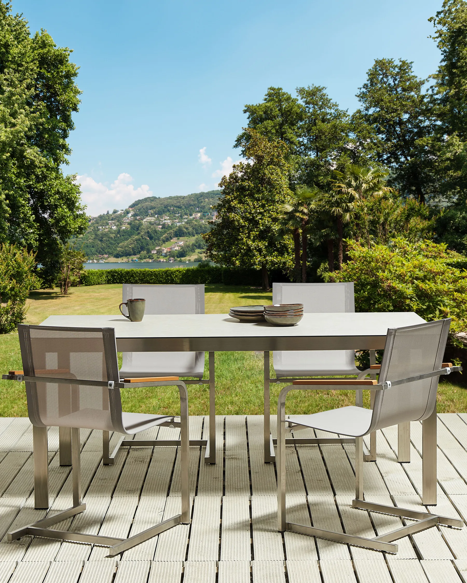 Set di 4 sedie da giardino COSOLETO Acciaio inox Beige_818428