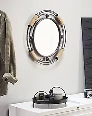 Wall Mirror MOULINS 50 cm 55 cm Metal Black_1179670