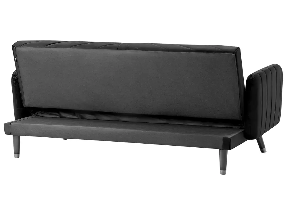 Sofa Bed 3 Seater SENJA Velvet Black_707192