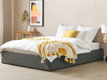 Fabric EU King Size Ottoman Bed Grey DINAN