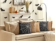 Coussin LYCORIS 45 x 45 cm Velours Noir Motif abstrait_1183003
