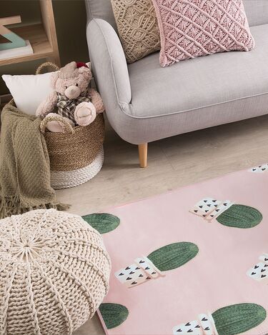 Area Rug Cactus Print 80 x 150 cm Pink ELDIVAN