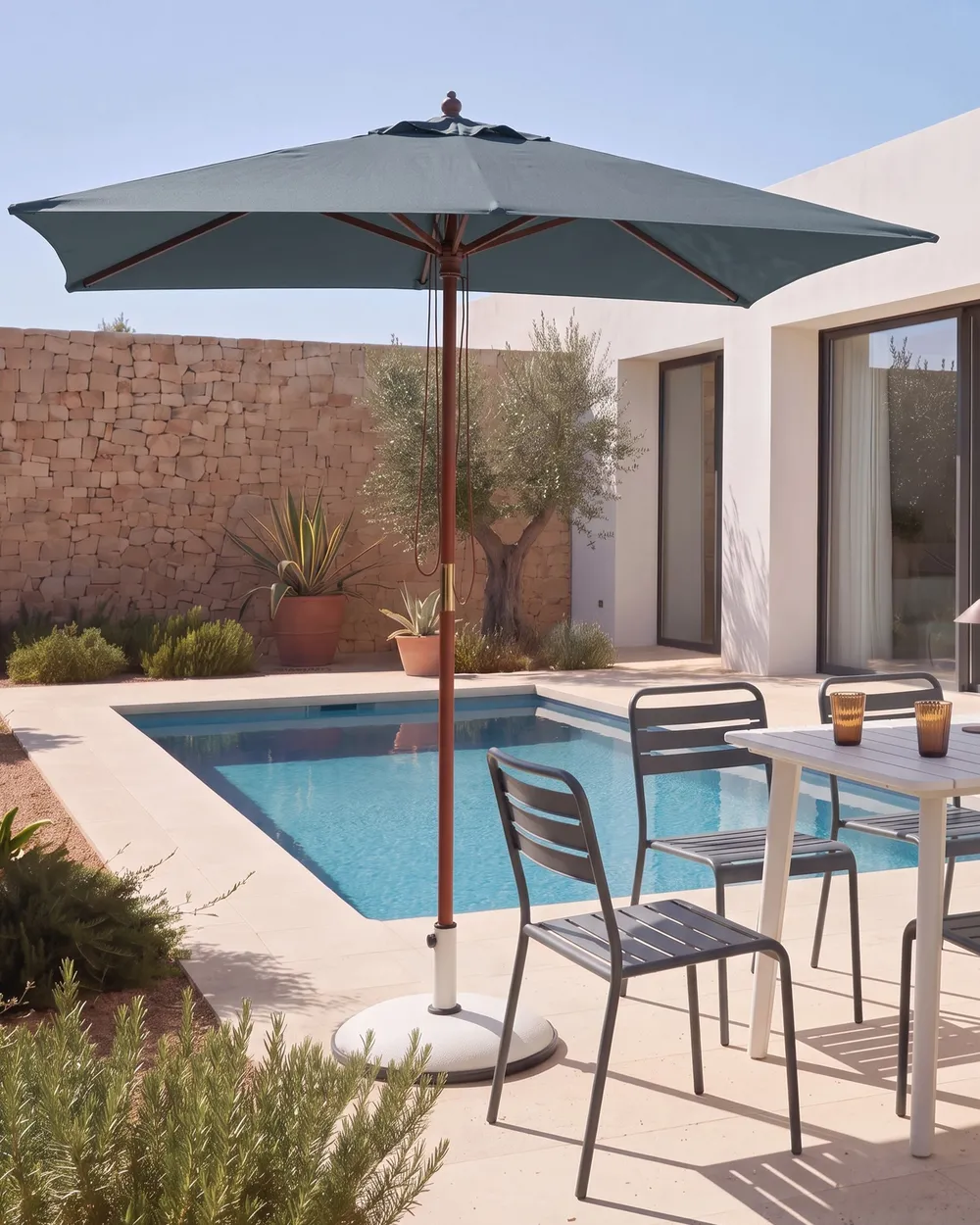 Parasol ogrodowy 195 cm FLAMENCO Ciemnoszary