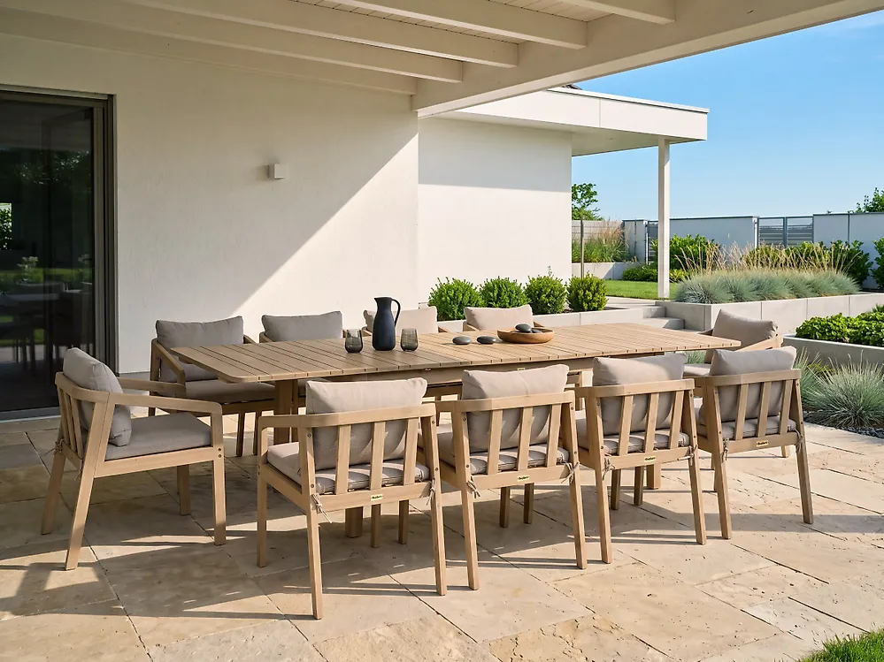 Garden Dining Set 10 Seater TOSCANELLA with Cushions Certified Acacia Wood Light Brown_1165257