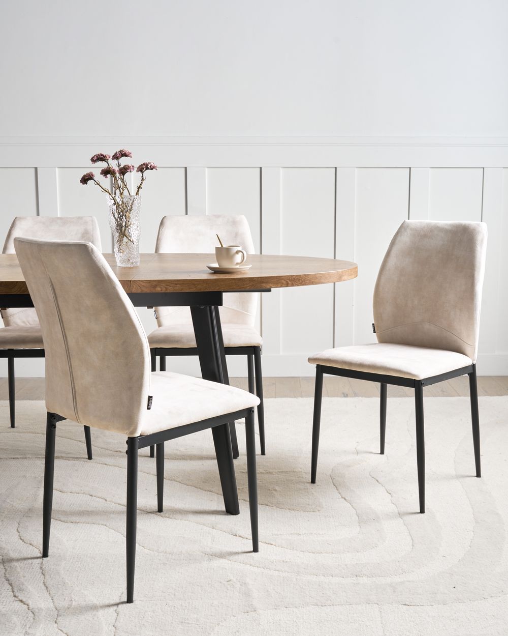 Set di 4 sedie da pranzo ROCHEPORT Tessuto Beige chiaro