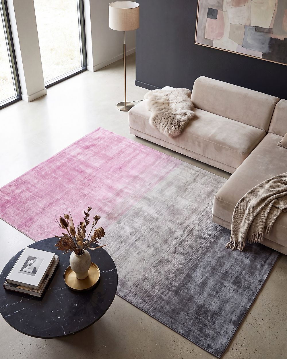 Rug ERCIS Pink 140 x 200 cm Viscose