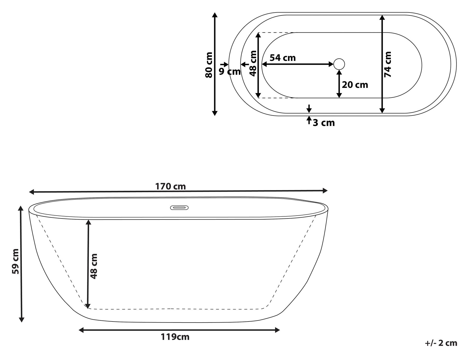 Freestanding Bath 1700 x 800 mm Red NEVIS_828389 Freestanding Bath 1700 x 800 mm Red NEVIS_828389