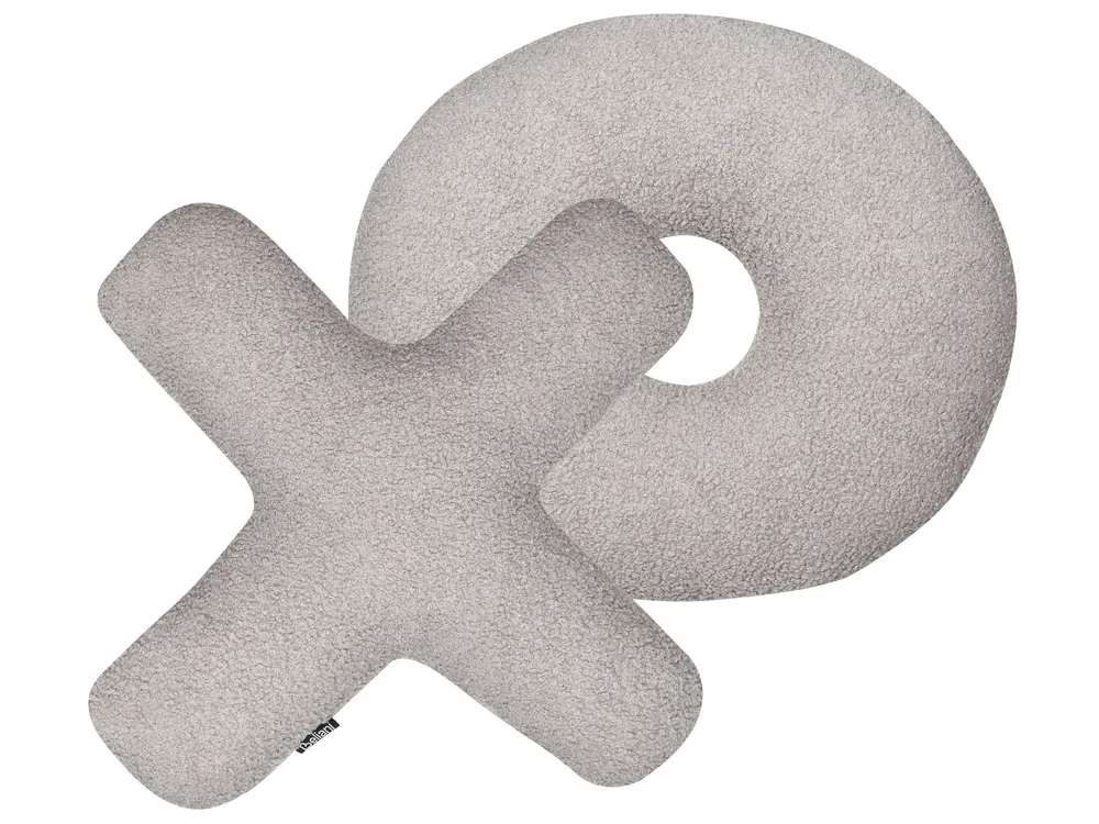 Zestaw 2 poduszek dekoracyjnych HESPERIS Boucle Jasnoszary Jednolity