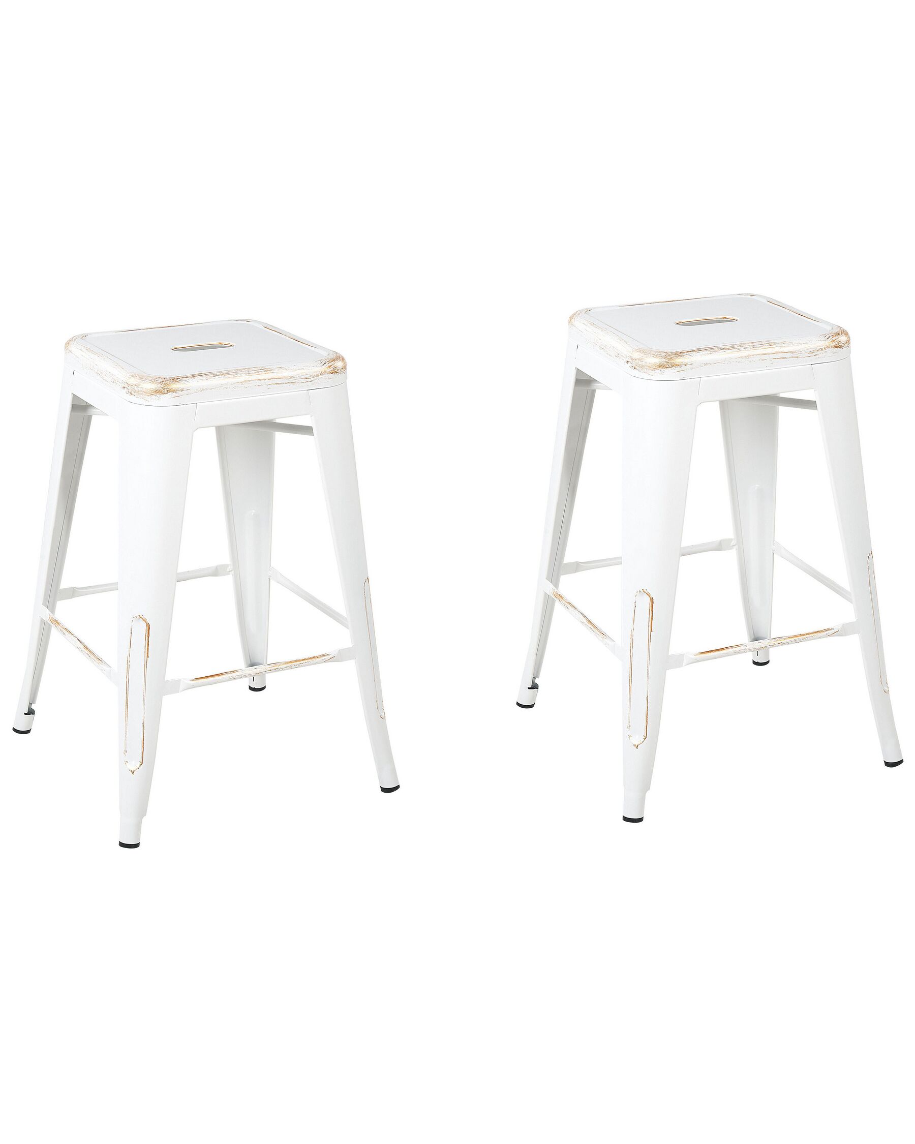 Set of 2 Steel  Stools 60 cm White with Gold CABRILLO_694369