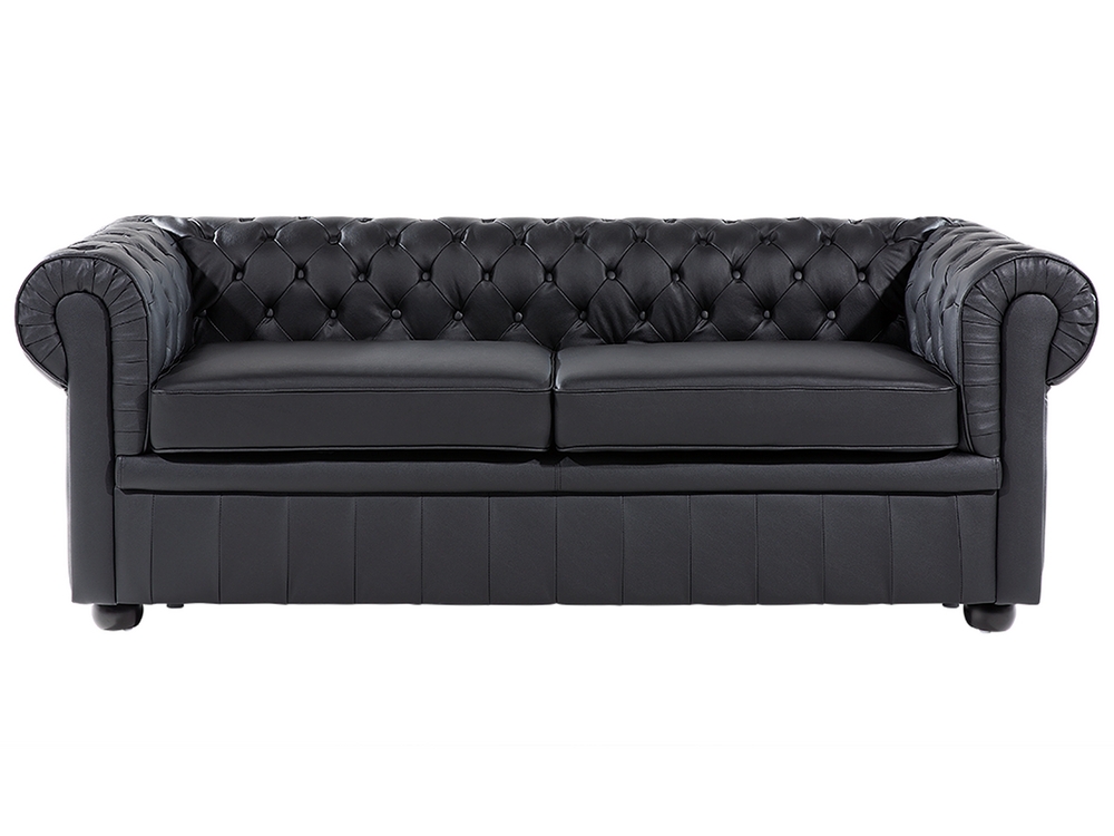 Black leather couch 3 seater discount