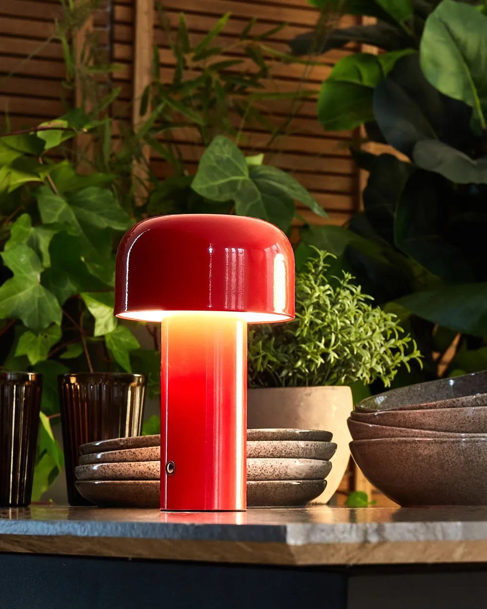 Bezprzewodowa lampa stołowa LED BESOS Ze ściemniaczem Metal Czerwony