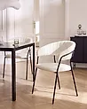 Conjunto de 2 sillas de comedor MARIPOSA Bouclé Blanco crema