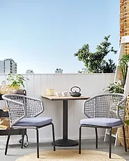Set di 2 sedie da giardino con cuscini PALMI Metallo Grigio_1179744