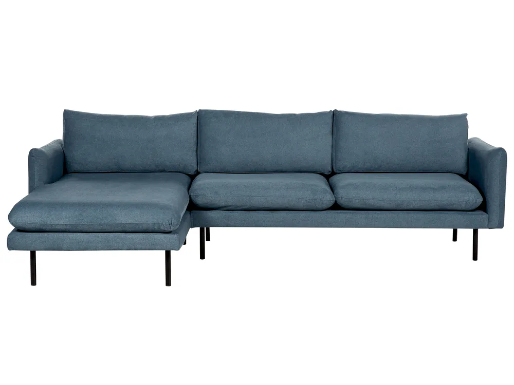 Corner Sofa 4 Seater VINTERBRO Chenille Blue Right Hand