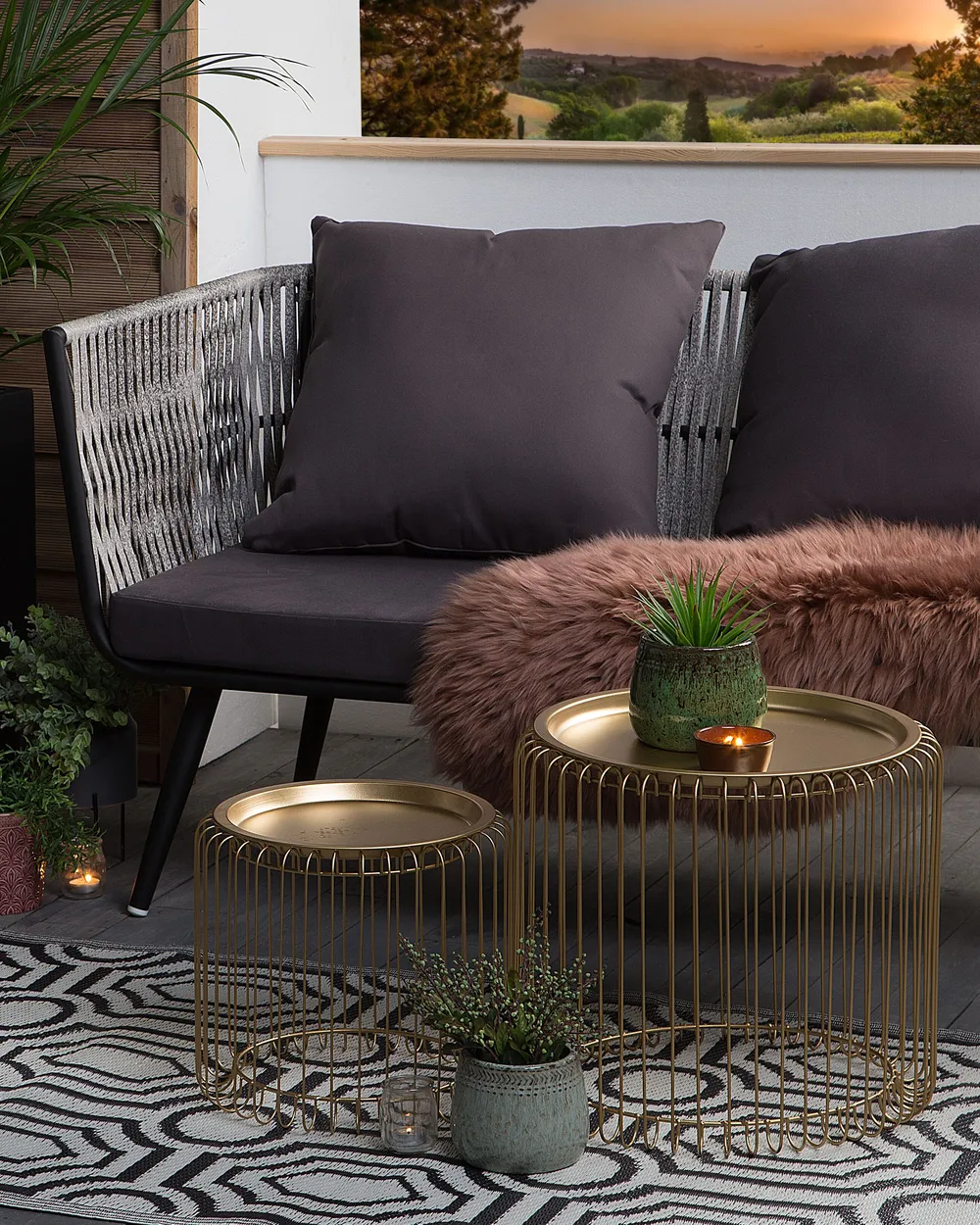 Outdoorteppich BIDAR Schwarz 90 x 180 cm Zweiseitig_1080349