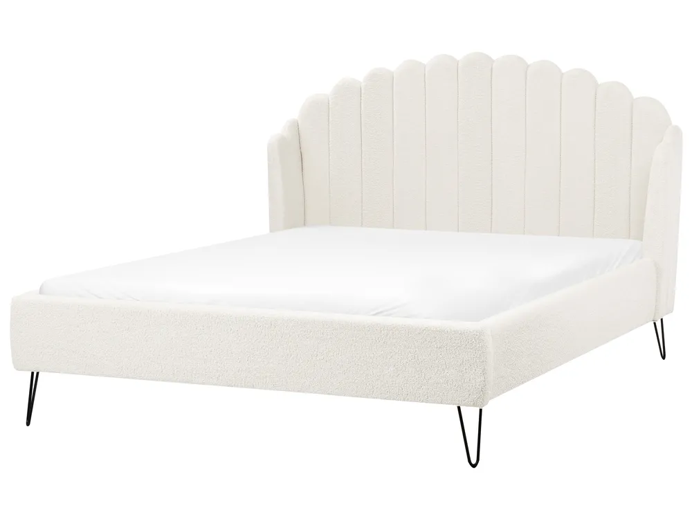Bett mit Lattenrost Bouclé AMBILLOU 140 x 200 cm Cremeweiß_967567
