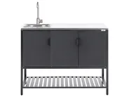3 Piece Outdoor Kitchen Set with Sink MAENZA Black Metal_981517