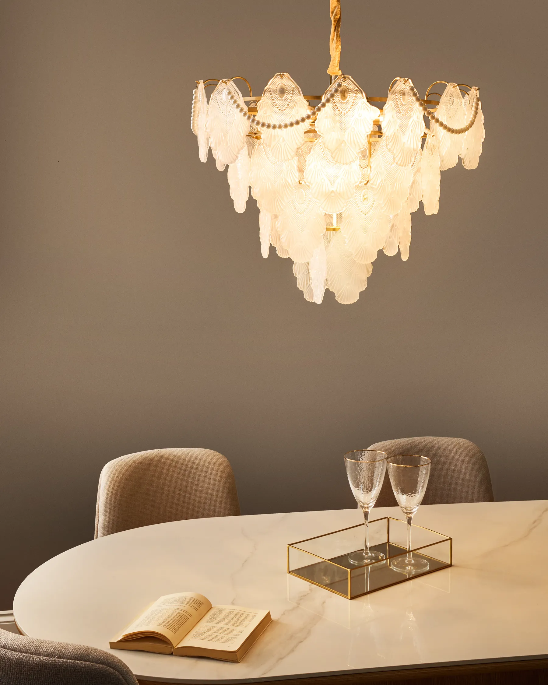 Chandelier ACARIGUA Glass Brass_1005296