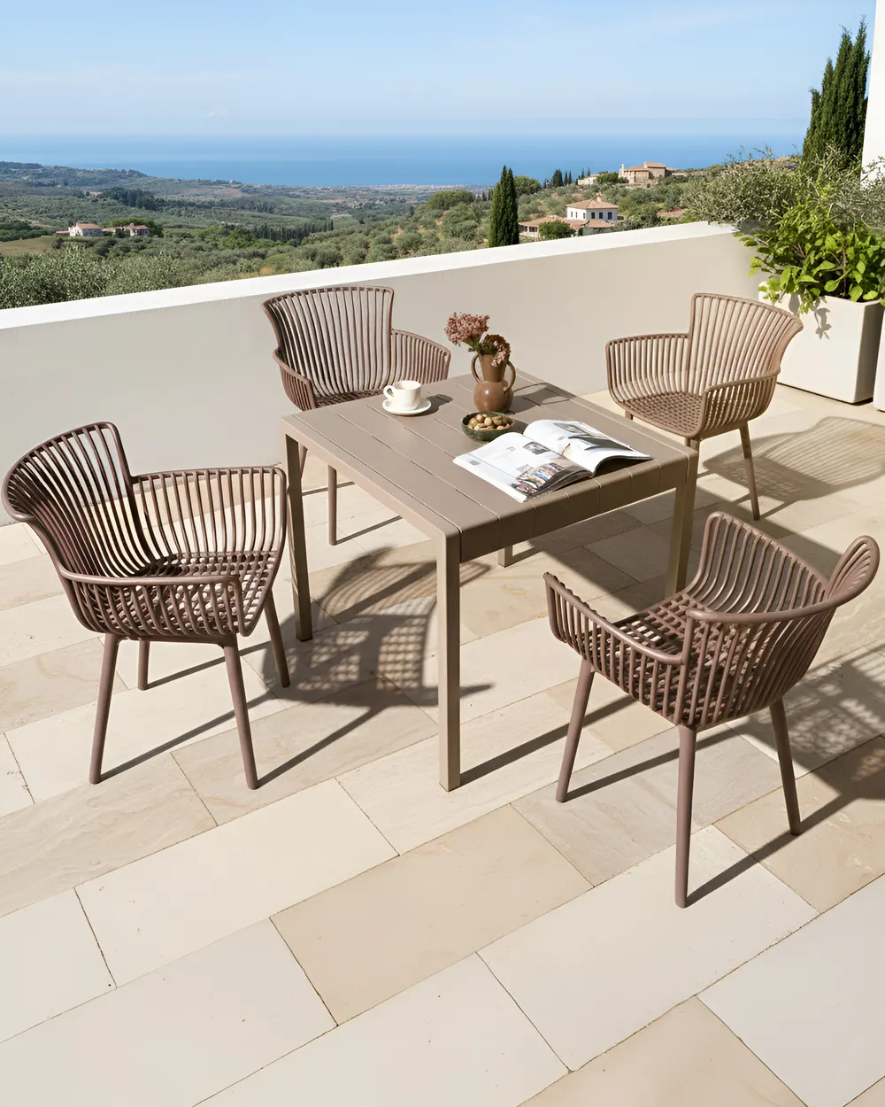 Set of 4 Garden Chairs PESARO Brown_1027716