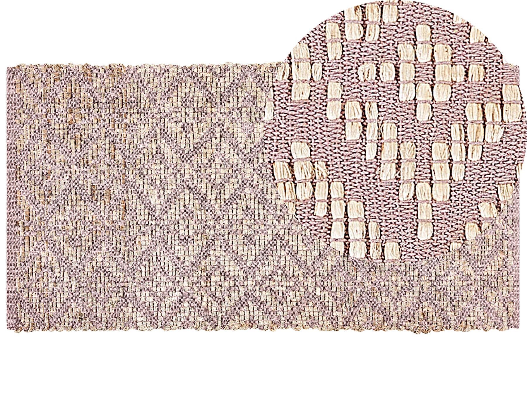 Dywan bawełniany 80 x 150 cm beżowy z różowym GERZE_853489
