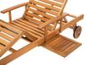 Acacia Wood Reclining Sun Lounger with Blue Cushion JAVA_802834