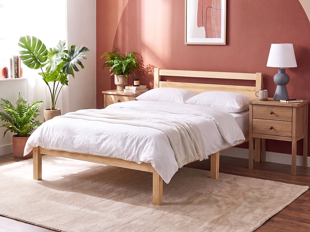 Bed Pine Wood MERCURER 120 x 200 cm (EU Small Double) Light Brown