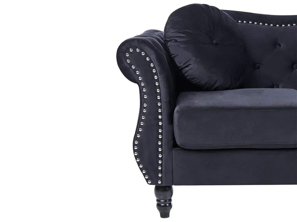 Sofa 3 Seater SKIEN Velvet Black_743184
