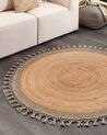 Round Jute Area Rug ⌀ 140 cm Beige and Grey MARTS_869885