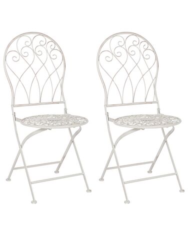 Zestaw 2 krzeseł ogrodowych metalowy biały STIFFE 