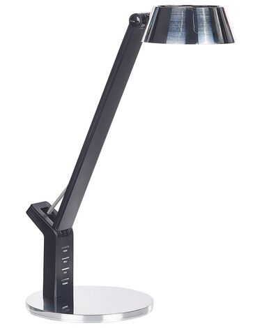 Schreibtischlampe LED Metall silber 40 cm verstellbar mit USB-Port CHAMAELEON