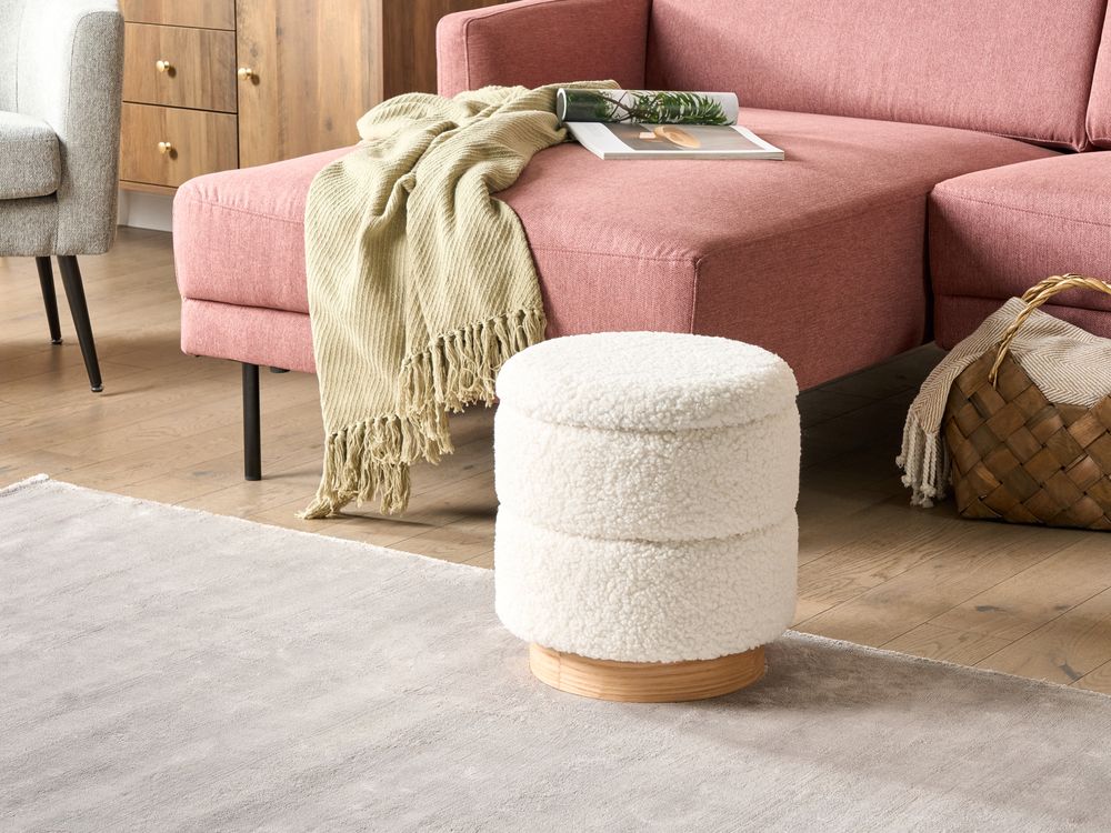 Puf con almacenaje OGDEN Bouclé Blanco