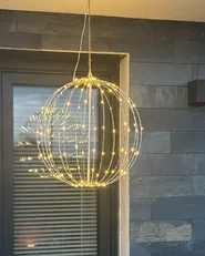 Decorazione da appendere all'aperto LED HOSFOS 42 cm Palla di Natale Argento_1047227
